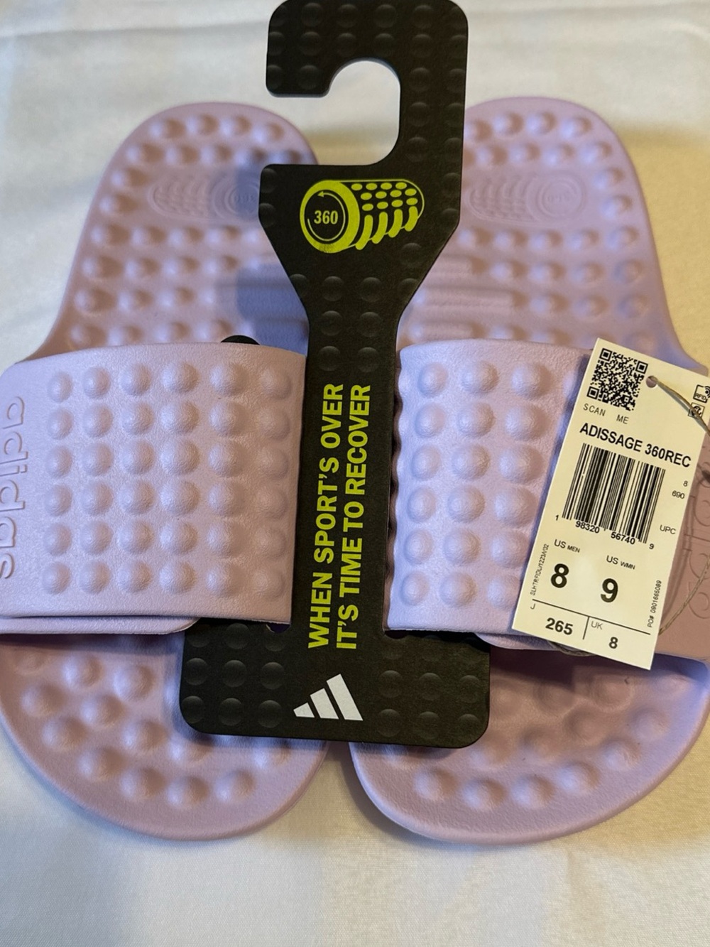adidas Women's Adissage 360REC Slide Sandals in Lavender Pink
